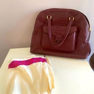 Burgundy croc Tory Burch satchel